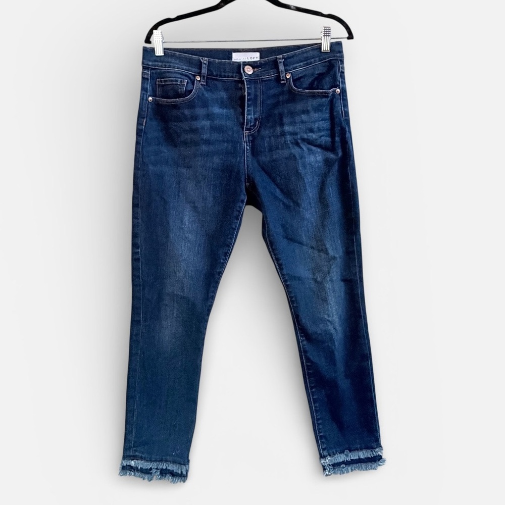 Loft modern skinny double frayed hem jeans